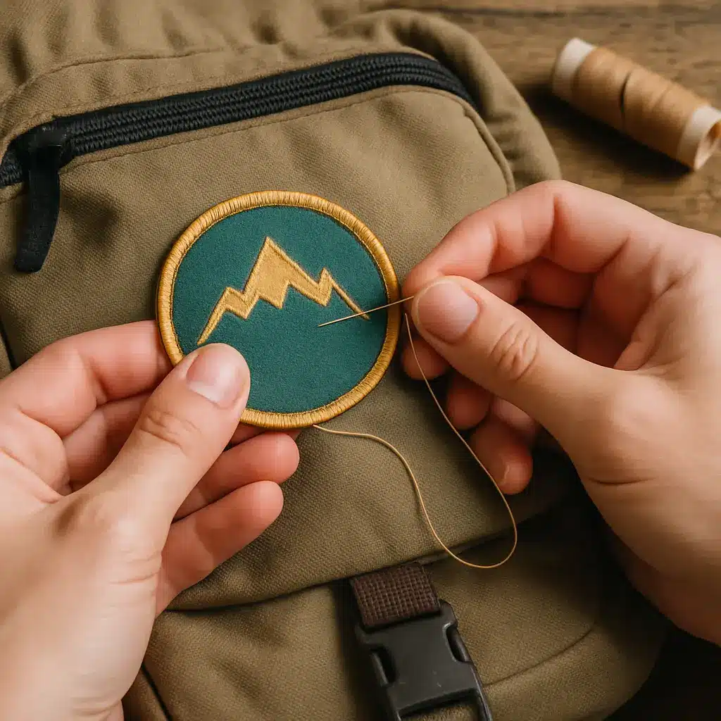 How to sew a patch on a backpack?